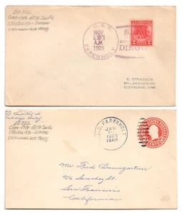USS FARENHOLT DD-332 • 1929 Navy Naval Covers • SAN DIEGO & Fancy Ship Cancels - Picture 1 of 1