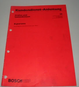Kundendienst Anleitung Bosch D-Jetronic Volvo 1800 E / 142 144 Grand Luxe 164 E - Bild 1 von 1
