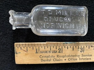 RARE Antique T.D. MILLER NORWICH NY Mini Medicine BOTTLE Vtg Apothecary - Picture 1 of 5