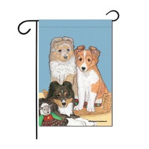 Shetland Sheepdog Sheltie Garden Flag Double Sided 12" x 17" - Picture 1 of 1