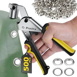Grommet Tool Kit Of 3/8 Inch Portable Handheld Hole Punch Pliers 10mm Grommet - Picture 1 of 4