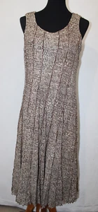 Coldwater Creek Sz M 10-12 Brown Geometric Nylon Sheath Midi Dress Sleeveless - Picture 1 of 6