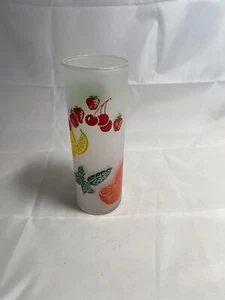 Vintage Federal Frosted Glass Tom Collins Tumbler Summer Fruit Designs 6 3/4" (F - Picture 1 of 2