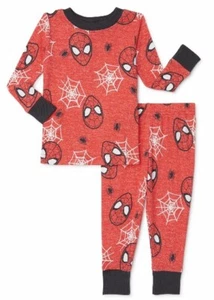 New Spiderman 18M Boys Red Spiderman 2pc Pajama PJ Set Long Sleeve Pants - Picture 1 of 2