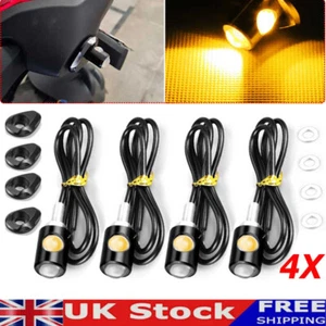 4X Motorcycle LED Micro Mini Tiny Indicators Turn Signal Lights 6mm + Adapter UK - Picture 1 of 12