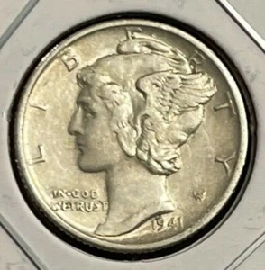 1941 S  Mercury Dime circulated 90% Silver XF Extra Fine to AU - Picture 1 of 2