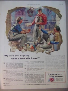 1944 ARMSTRONG CORK COMPANY art print ad - Picture 1 of 1