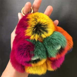 Multicolor Real Conejo Piel Conejo Juguete Niños Regalo Llavero Bolso Coche Teléfono Colgante - Imagen 1 de 4