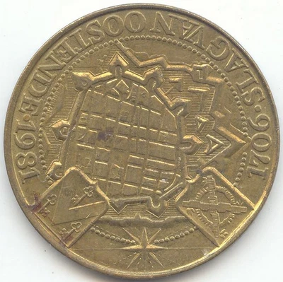 Ficha de Bélgica, 1981 50 Oostendse Florijn Slag van Ostende 1706 Foto 1 de 2