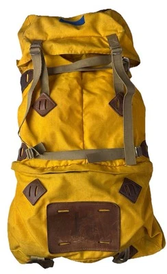 Vintage Jansport Super Sack Backpack Canvas Leather Mustard - Image 1 of 4