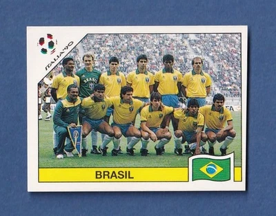 Pegatina Panini Copa Mundial de la FIFA 1990 #194 foto del equipo Brasil Foto 1 de 2