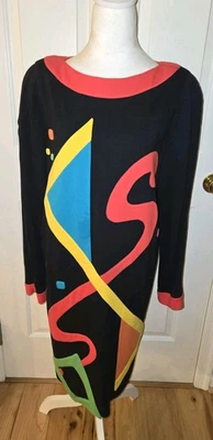 Vtg. Graffiti by Fabrice Simon Dress Size 8 Bodycon Hip Hop 1990 Art To Wear - Image 1 of 4