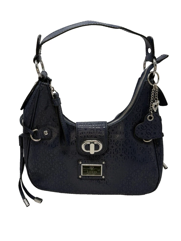 De Colección Y2K Guess Hobo Bolso Borlas Azules Bolso Dijes Años 2000 Boho Grunge Foto 1 de 4