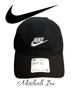 Nike Children’s Black Baseball Cap With Embroidered White Swoosh. Adjustable 4-7 - Picture 1 of 5