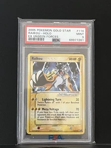 2005 Pokemon Gold Star Ex Forze Invisibili #114 Raikou Holo PSA 9 COME NUOVO - Foto 1 di 2