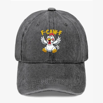 Divertida gorra de béisbol ajustable vintage de pollo “F-CAW-F” papá envejecido Foto 1 de 4