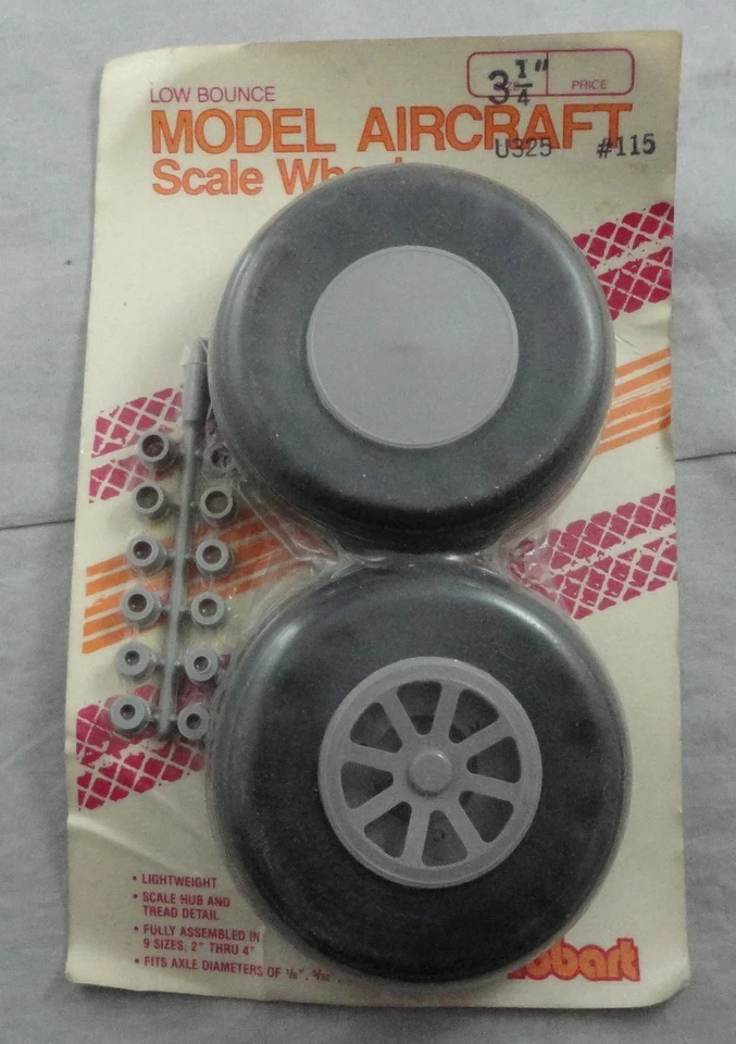 Robart 3-1/4" Straight Tread Low-Bounce Airplane Wheels 2pcs w/Axle Adapters 115 - Image 1 of 1