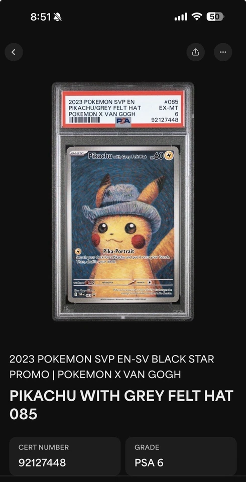 Pikachu with Grey Felt Hat 085 Sv: Scarlet & Violet Promo Cards Regular - Image 1 of 2