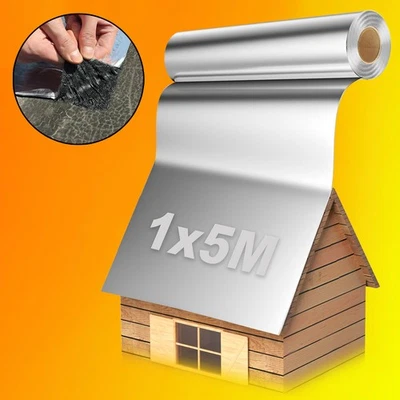 Dachfolie Alu Bitumen 5m² Selbstklebende Dachbahn für Gartenhaus UV-beständig - Bild 1 von 4
