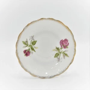 Vintage Saucer Only Demitasse Child's Play - White, Pink Roses, Gold Rim (C-13) - Picture 1 of 3