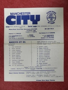 MANCHESTER CITY v WBA | 1973/1974 | RESERVES | 29 DEC 1973 | UK FREEPOST - Picture 1 of 2