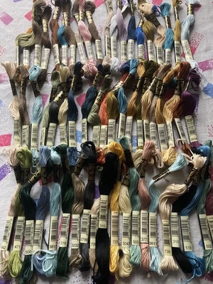 Lot of 60 Assorted Color DMC Floss Plus Bonus - Image 1 of 4