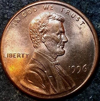Misaligned Dies Obv ~ 1996 P Lincoln Memorial Cent 1C ~ Mint Error Penny - Image 1 of 2