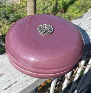 Italian Contemporary Ceramic Lidded CANDY DISH Mauve Craqueleure MARIONI EUC - Picture 1 of 16