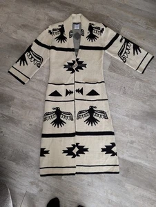 Vertigo Southwest Tribal Cardigan Sweater Coat Duster Thunderbird Knit Sz S - Picture 1 of 20