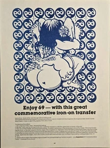 EASYRIDERS MAGAZINE RARE IRON-ON T-SHIRT TRANSFER PAGE - 1979 - ENJOY 69 - Picture 1 of 1