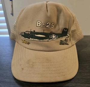 Vintage B-25 Snapback Mesh Trucker Mütze mit Anstecknadeln - Bild 1 von 6