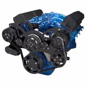 Black Ford FE Engine Serpentine Pulley Conversion Kit 352 390 427 428 AC A/C - Bild 1 von 6