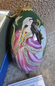 Pier 1 Hand Painted Li Bien Glass Teardrop Ornament 2014 Angel W/ Doves - Picture 1 of 6