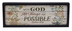 With God All Things Are Possible Rustic Farmhouse Sign Scripture Art Decor Print - Picture 1 of 2