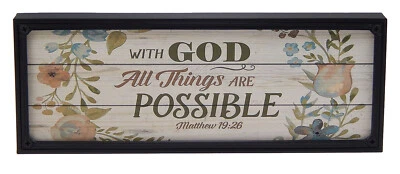 With God All Things Are Possible Rustic Farmhouse Sign Scripture Art Decor Print - Image 1 of 2