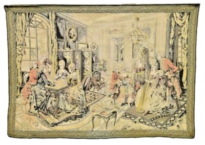 Tapestry Louis XVI Style Machine Woven, 20th C., Vintage / Antique, Parlor Scene - Image 1 of 4