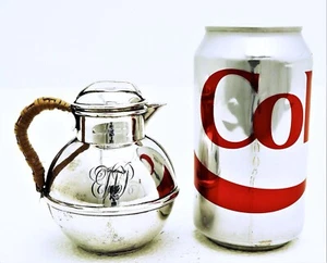 English Sterling Silver Pitcher creamer  w Lid & Raffia Wrapped Handle hallmark - Picture 1 of 16