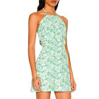 Faithfull The Brand Womens Green Floral Halter Mini Dress Size 6 A Line Print