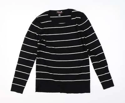 Suéter de viscosa negro cuello redondo a rayas para mujer Kirkland talla S Foto 1 de 4