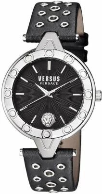 Versus by Versace Women's SCM020016 'V Eyelet' Steel Leather Black Watch  - Image 1 of 4