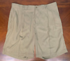 Men's 100% Silk Pleated Shorts - Size 40, Beige, Wooden Buttons