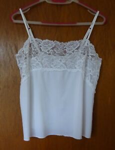 White Stretchy Camisole Vest - Size 20 - Soft Feel - Stretchy Lace Front Trim