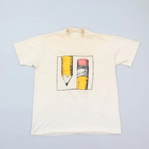Vintage 80s Pencil Art T-Shirt Cellar Door 89' Issue Release Promo Large RARE - Imagen 1 de 8