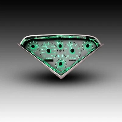 INTELLITRONIX 1955-1959 Chevy Truck Analog Gauge Panel White Faceplate Backlit Green LED's