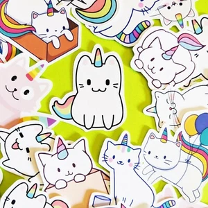 Adesivi gatto unicorno Kawaii - adesivi caticorno - adesivi diario gattino USA - Foto 1 di 6