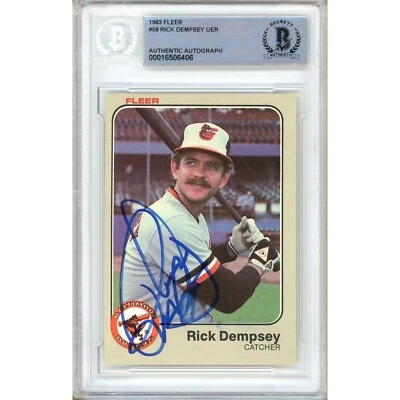 Rick Dempsey Signed 1983 Fleer #58 Card AUTO Beckett Slabbed Baltimore Orioles - Image 1 of 4