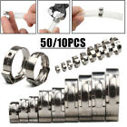 10/50x Single Ear Plus Stainless Steel Hose Clamps O Clips Pipe Fuel Water Air