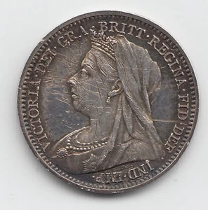 1893 PROOF Silver Threepence 3d - Queen Victoria - Very rare - Imagen 1 de 2