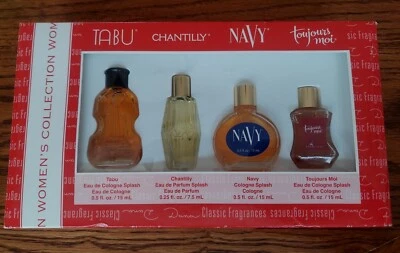 Dana Classic Mujer Colección Tabu Chantilly Azul Marino Toujours Moi Perfume Set NUEVO Foto 1 de 2