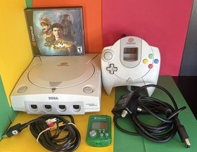 Sega Dreamcast Console Bundle Tested NTSC + Shenmue Green VMU Controller Cords